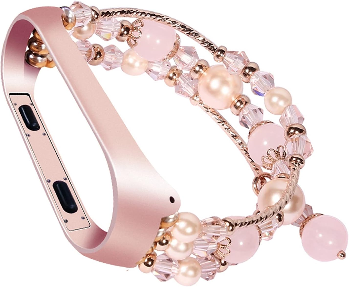 WAITAO Pulsera de cadena de cuentas para Mi Band 6 5 4 3 correa de reloj de joyería correa de ágata para MIband Metal Link correa de muñeca (color