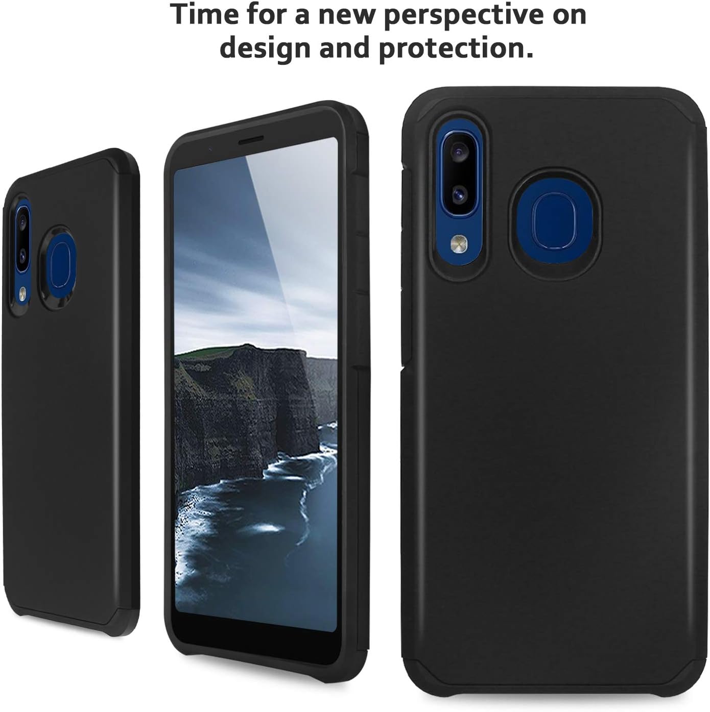 TJS Funda para teléfono compatible con Alcatel 3V 20195032W (no compatible con Alcatel 3V 2018), cubierta híbrida de doble capa a prueba de golpes