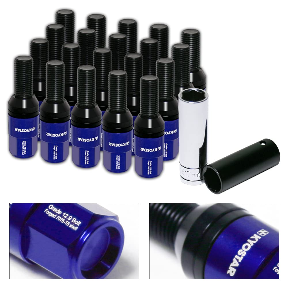 Aluminum Close End Conical Seat Lug Bolt for BMW E46 325 E90 E39 E60 E53 Blue
