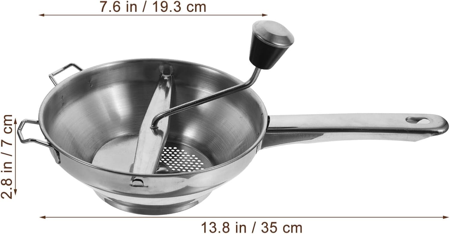 BESTonZON Molino de alimentos de acero inoxidable  Molino giratorio de alimentos para mermeladas, salsa de tomate, puré de manzana, puré de papas