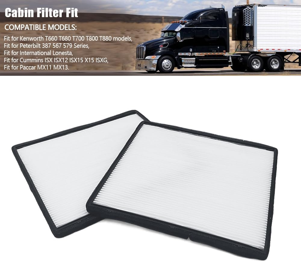 Filtro de aire de cabina compatible con Kenworth T660 T680 T880 Peterbilt 567 579 Filtro de aire para camiones internacionales reemplazar X1987001