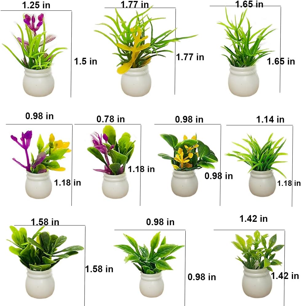 MEMOVAN 10 piezas de plantas de casa de muñecas en miniatura, planta bonsái, casa de muñecas, mini planta verde, flor en maceta, adorno de