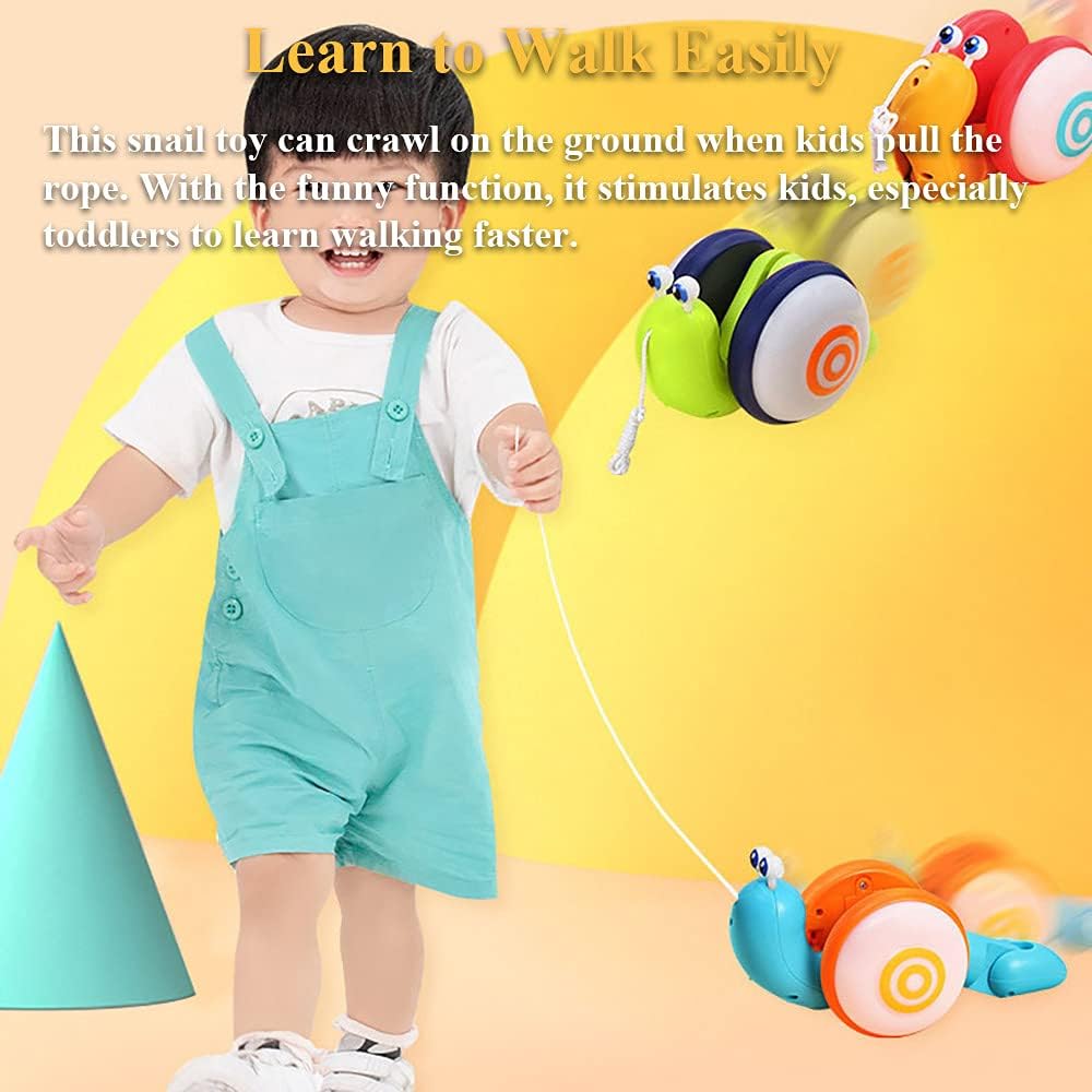 NEXTAKE Caracol, divertido caracol que se arrastra con cuerda, divertido juguete para caminar y aprender, juguete para bebé con música y efecto de