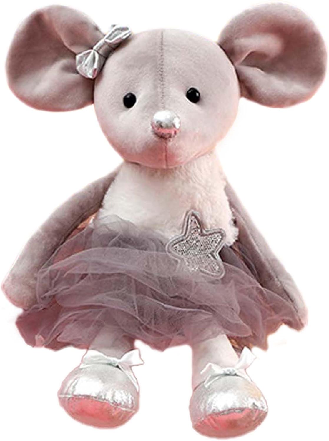 Juguetes de peluche de ratón de peluche, muñecas de bailarina, regalos de recital de ballet para niñas, 15.5 pulgadas (gris)