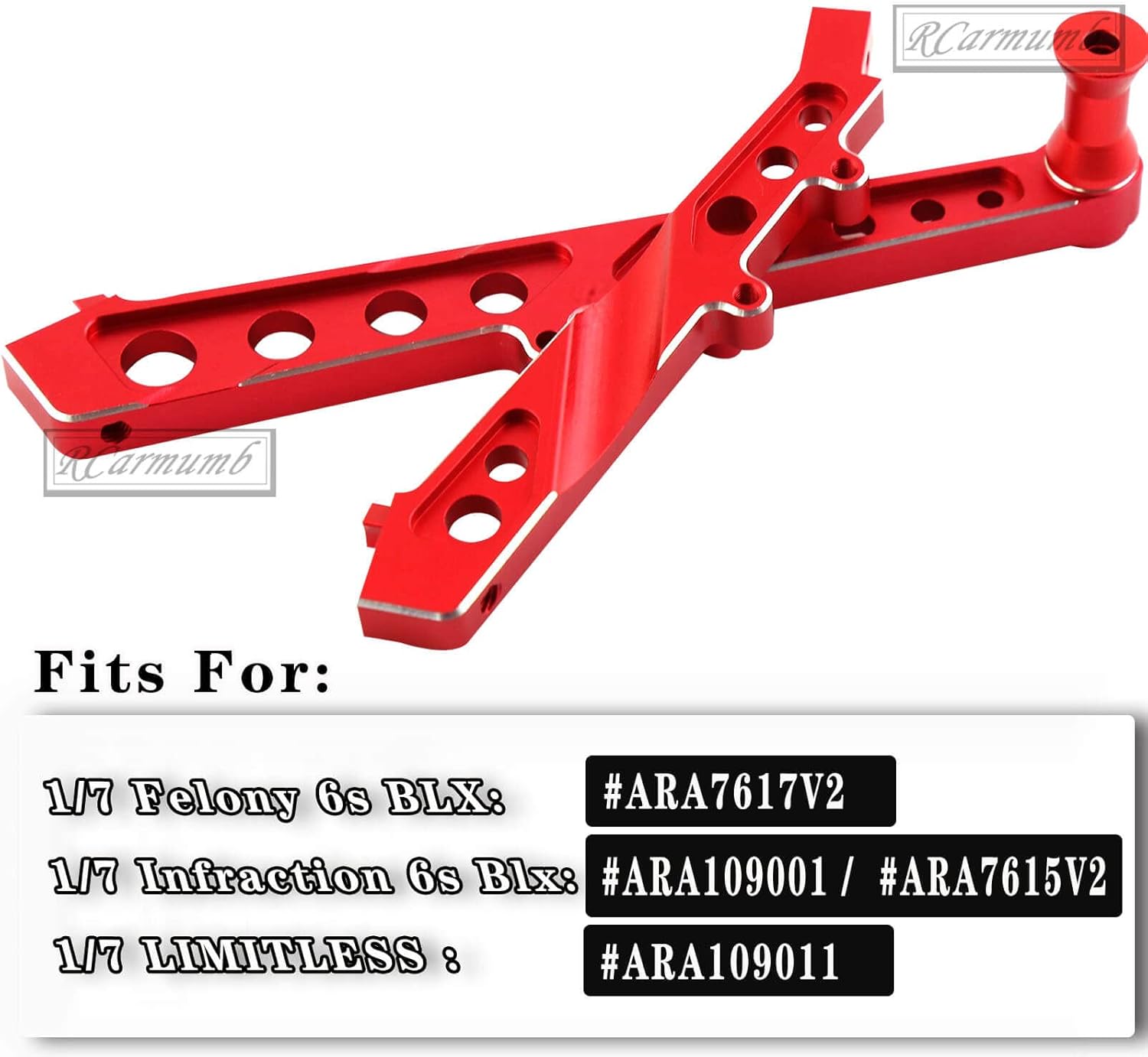 Soporte de chasis delantero trasero de aleación para ARRMA 17 Felony 6S BLX, Infraction 6S BLX, rodillo ilimitado, juego de soporte de chasis