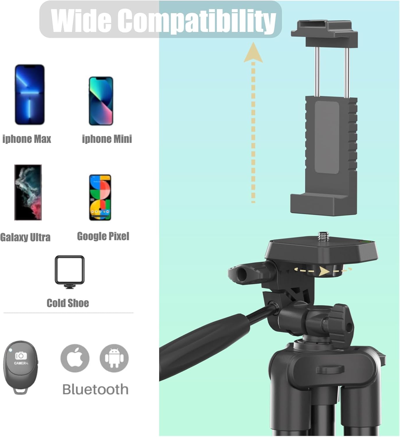 Trípode de cámara de 71 pulgadas compatible con cámaras Canon Nikon trípode ligero para teléfono con soporte remoto inalámbrico para teléfono con