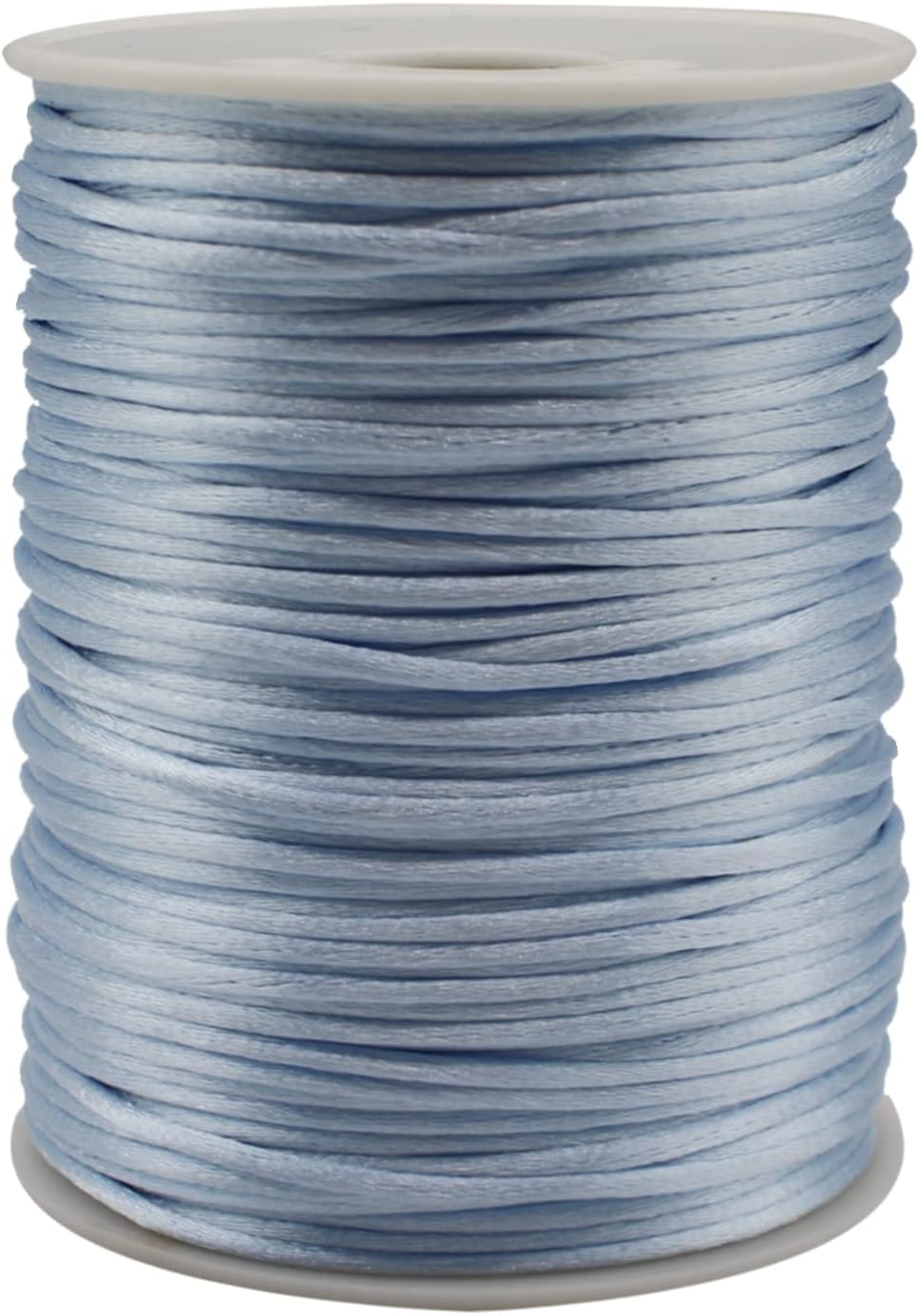 Cordón de nailon azul claro de satén de 0.079 in x 109 yardas, cordón de seda satinada para pulseras, collares, fabricación de joyas, nudos chinos,