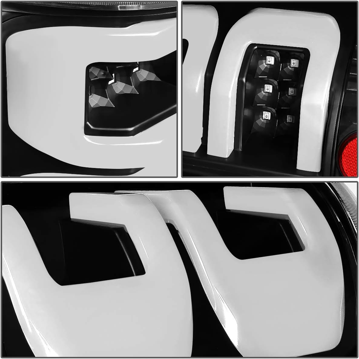 DNA MOTORING TL-F15004-LED-3D-BK-CL Conjunto de luz trasera LED 3D para lado del conductor y del pasajero compatible con Ford F150 Lobo 04-08