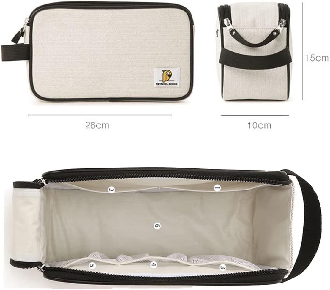 cirea Minimalismo Bolsa de cosméticos portátil de gran capacidad para mujeres Bolsa de maquillaje de viaje con asa Bolsa de cuidado de piel blanca,