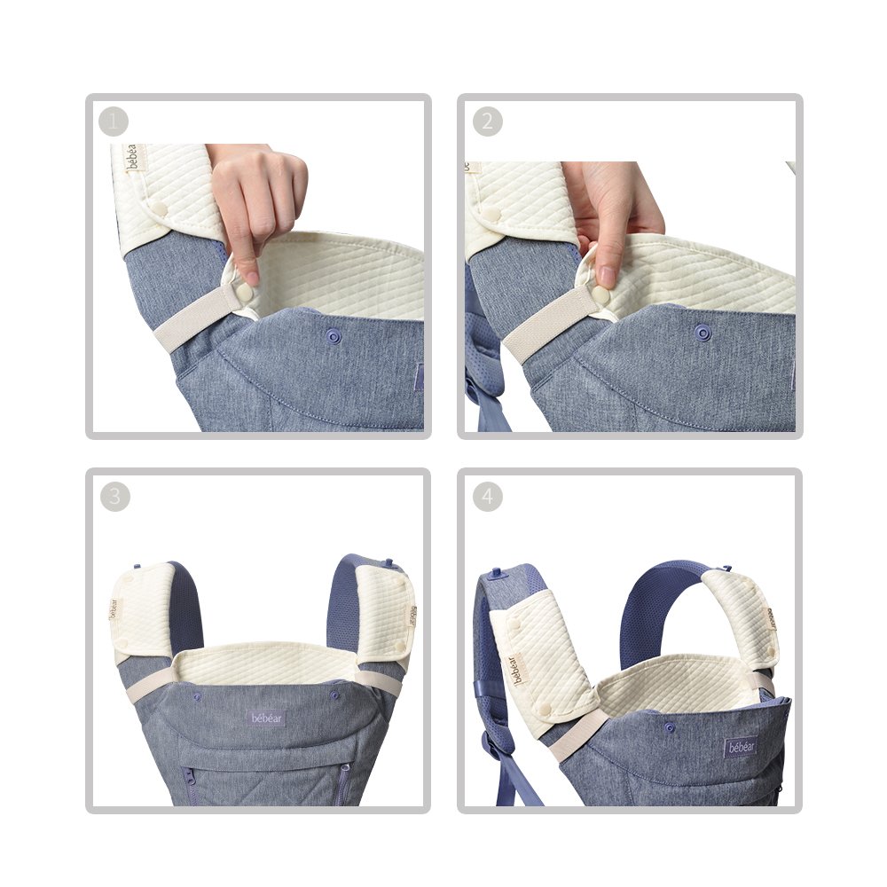 Bebamour Babero reversible de algodón para todas las posiciones de transporte, babero blanco para niños y niñas (elefante)