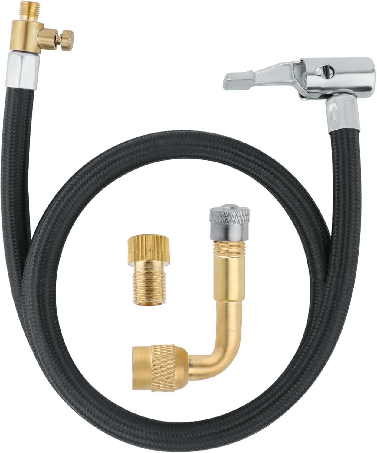 ZHSMS Manguera de inflado de neumáticos, adaptador de compresor de aire flexible de 41 pulgadas, adaptador de extensión de manguera de inflador de