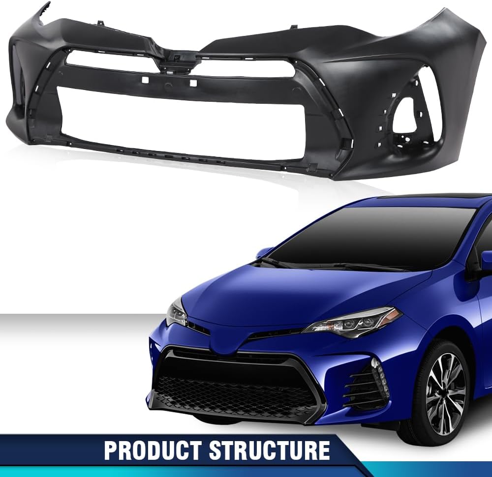 PIT66 Cubierta de parachoques delantero imprimada compatible con Toyota Corolla 2017-2019 (para modelos Sedan 4 puertas SE y XSE) TO1000424,