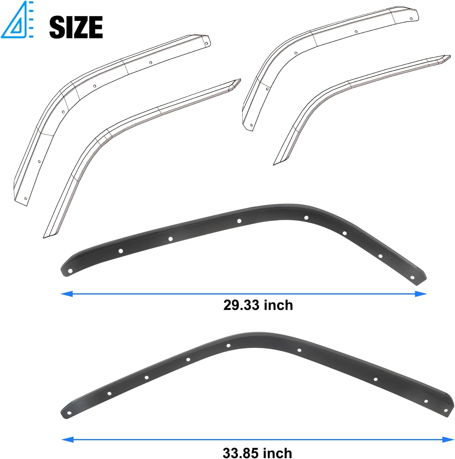 Guardabarros delanteros y traseros compatibles con Jeep Wrangler JL y JLU Unlimited Rubicon 2018-2023, 4 piezas