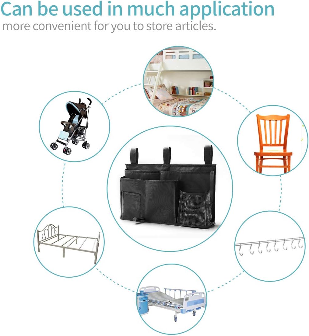 Bseash – Organizador colgante de 8 bolsillos de tela oxford 600D, bolsa de almacenamiento para literas y camas de hospital, dormitorios, barras de