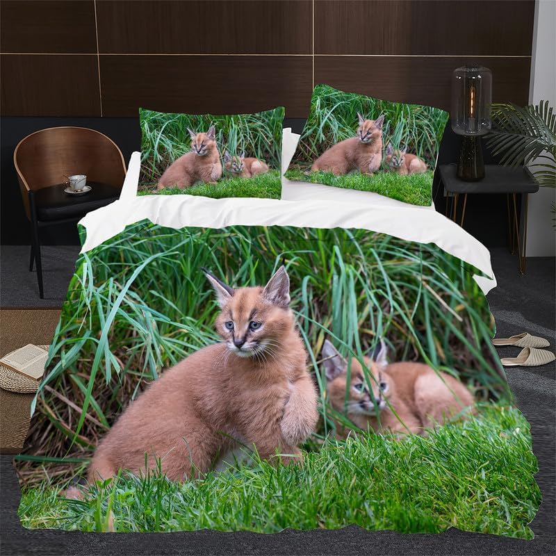 Juego de funda de edredón tamaño King con estampado de animales de color verde oscuro, funda de edredón de microfibra suave y 2 fundas de almohada
