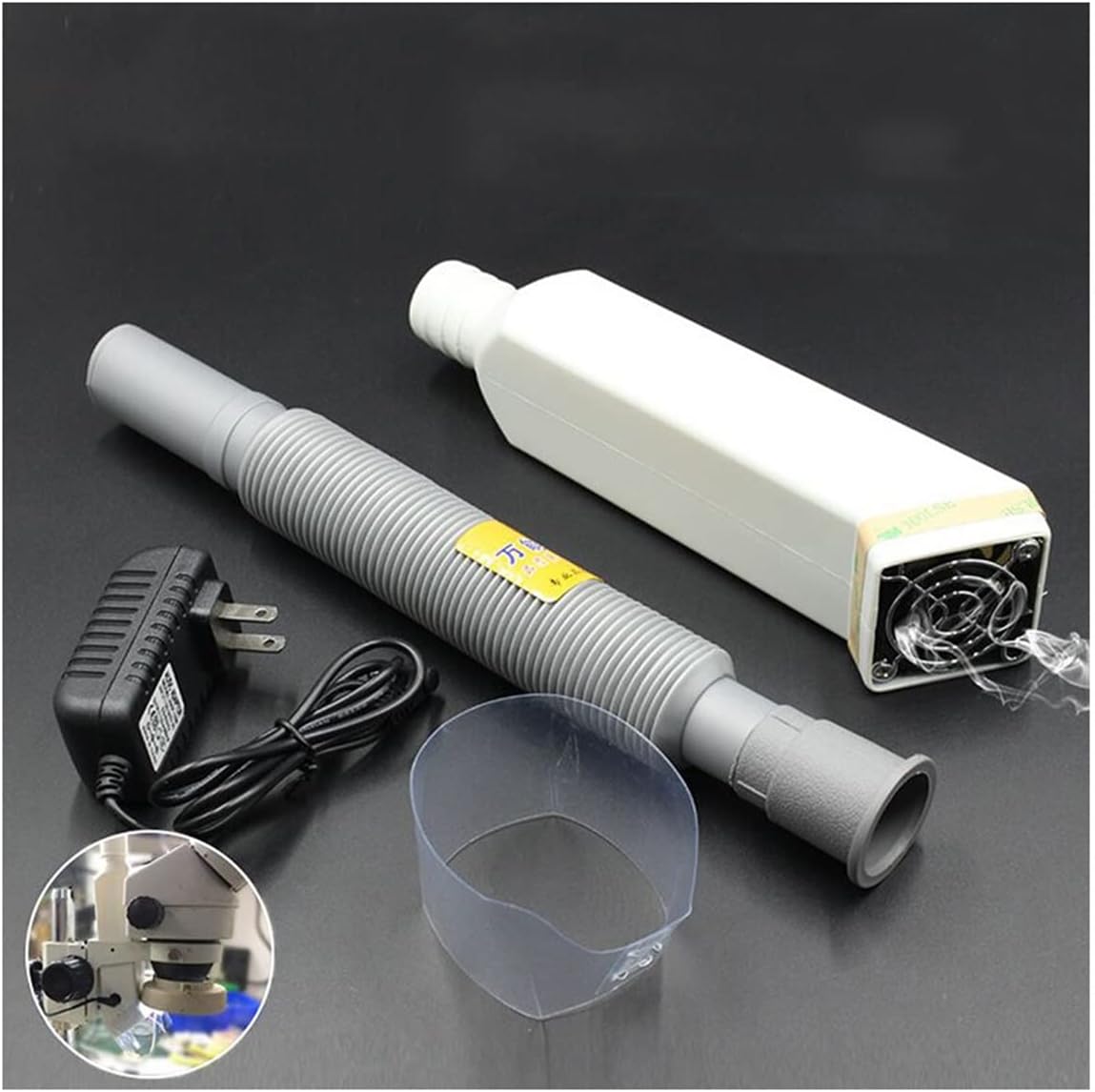 Kit de accesorios para microscopio, cámara de preparación de diapositivas, amortiguador de ventilador de escape, extractor de humos para reparación