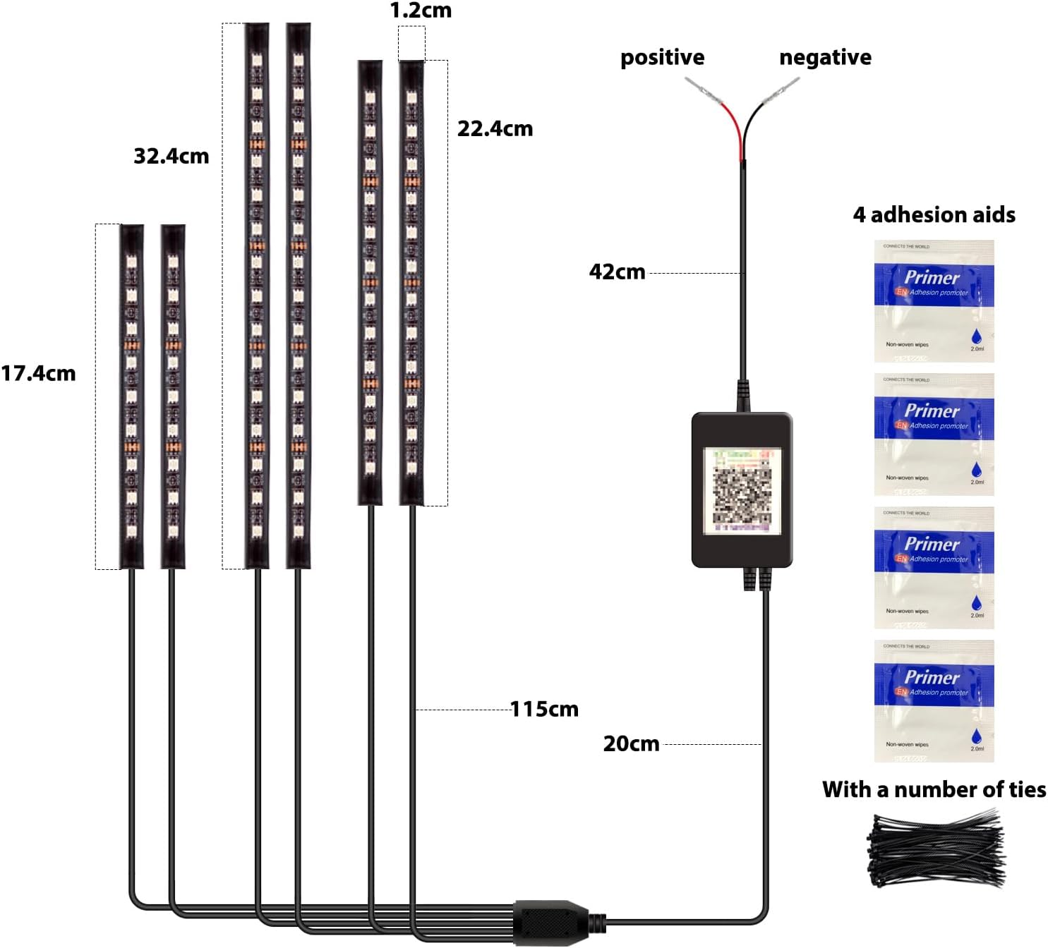 Juego de 6 luces LED para motocicleta, control de aplicación, multicolor, impermeable, tira de luces LED para motocicleta, sincronización de música