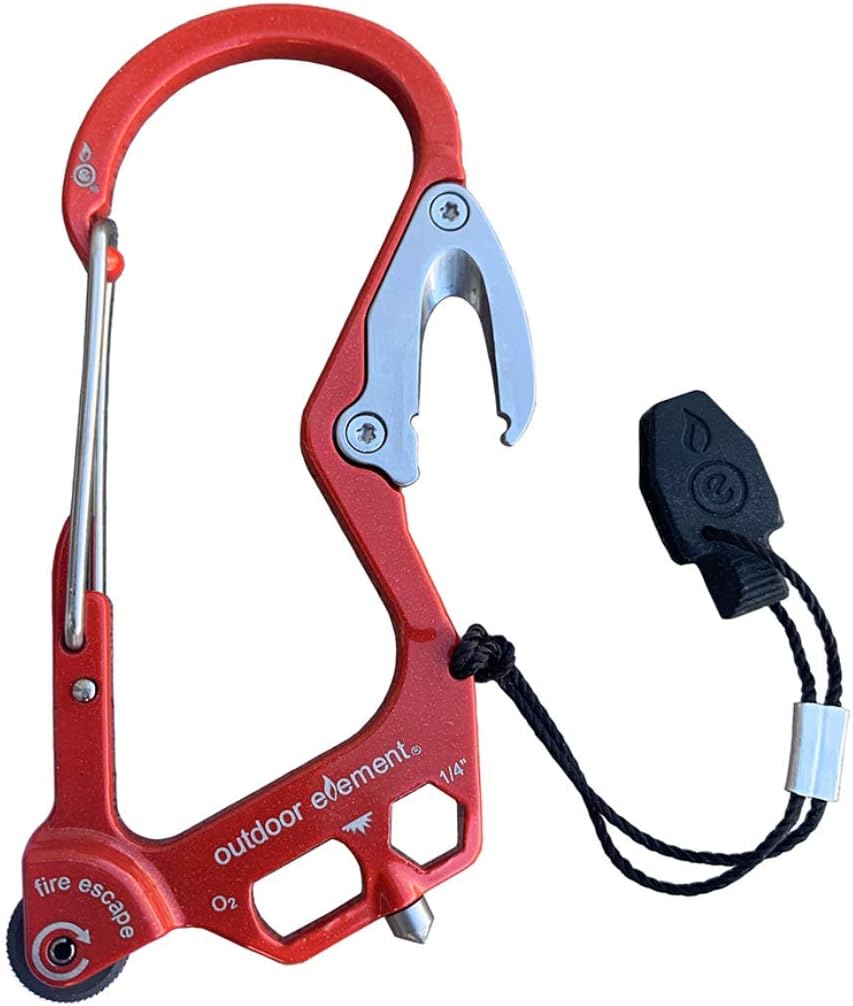 OUTDOOR ELEMENT Escape de incendios, herramienta de escape de emergencia, cortador de cinturón de seguridad, rompe ventanas, multiherramienta,