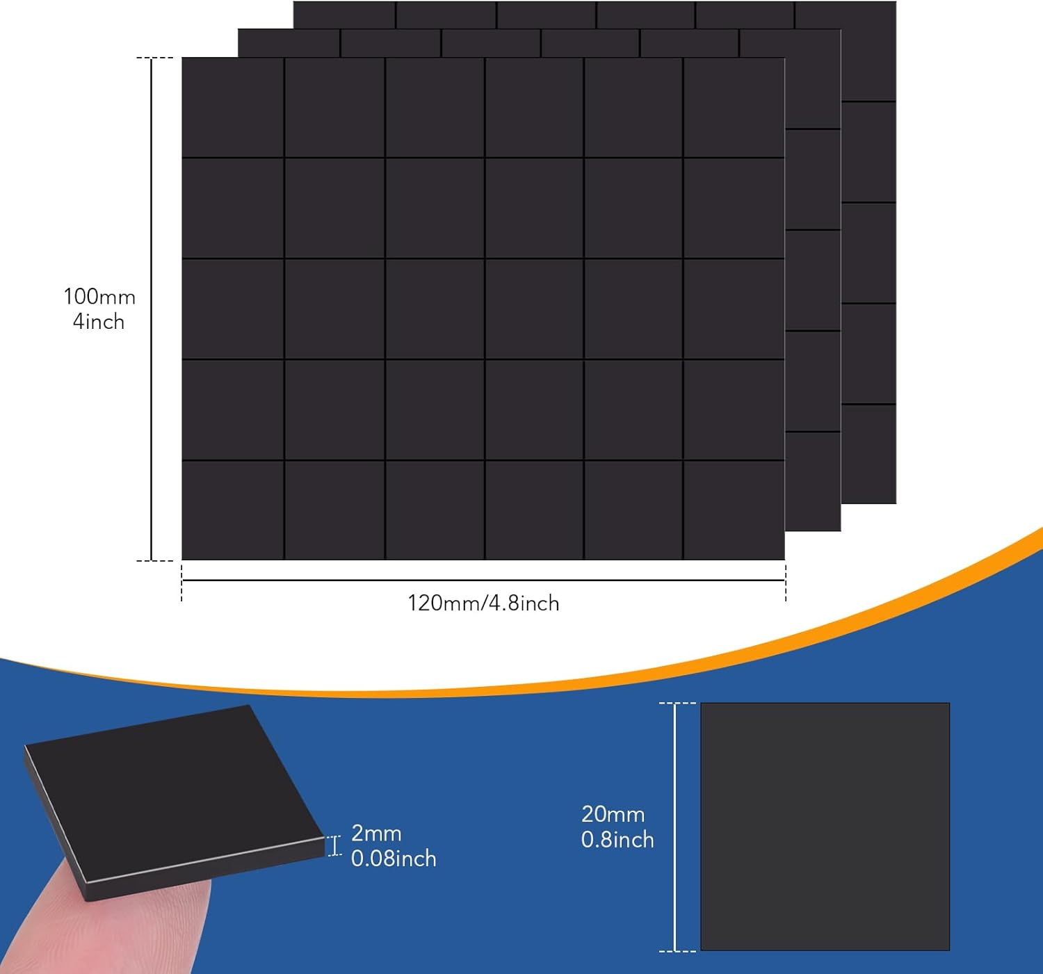 DIYMAG Cuadrados magnéticos adhesivos, cinta magnética adhesiva flexible (cada uno 0.787 x 0.787 x 0.079 in), hojas magnéticas con adhesivo para