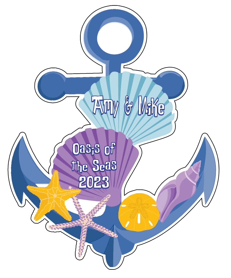 Large Anchor Sea Shells Magnet Customized for your Stateroom Door on your Disney Cruise, Carnival, Royal Caribbean, etc. – Personalized