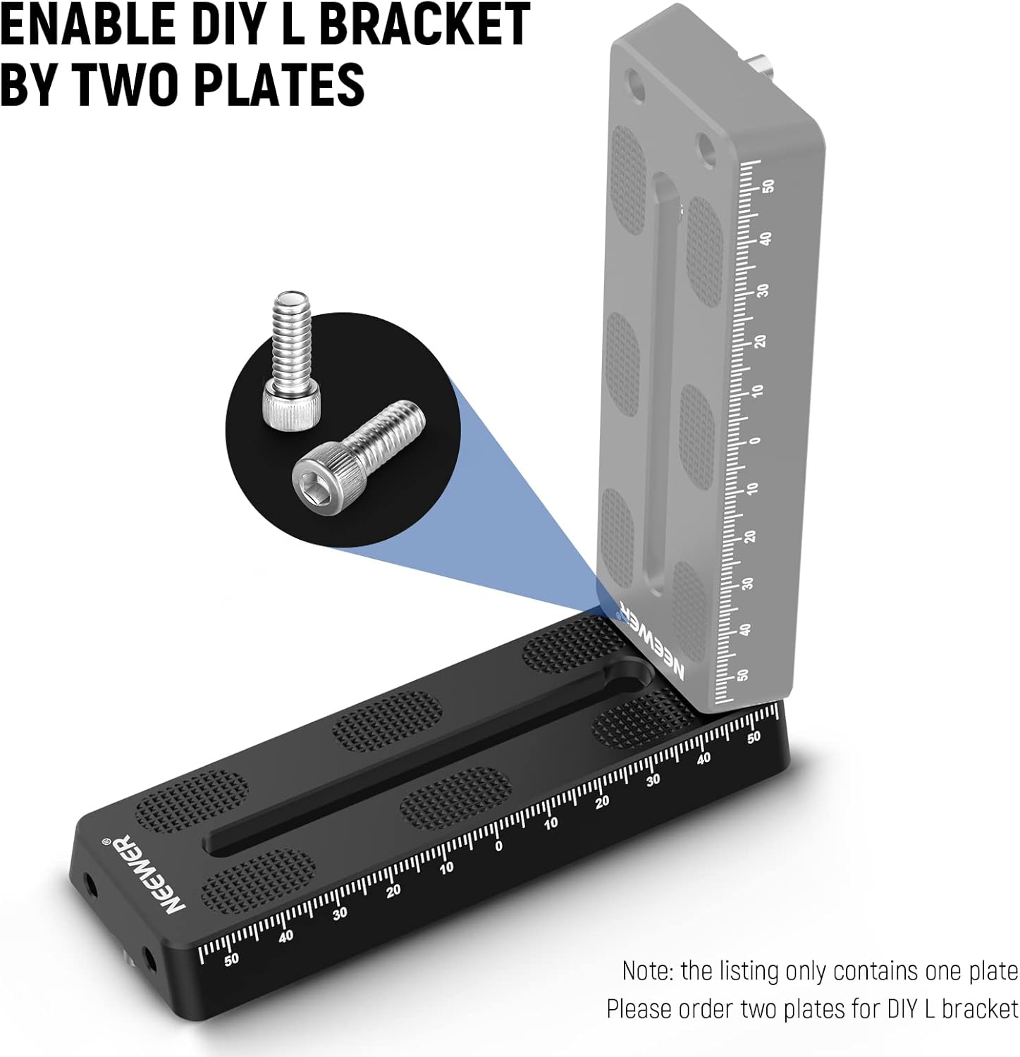 NEEWER 4.72″120mm Rail Bar Vixen Style Dovetail Plate, Metal Montaje Placa Sillín con 14″ 38″ D Anillo Tornillo para Telescopio Montaje Adaptador