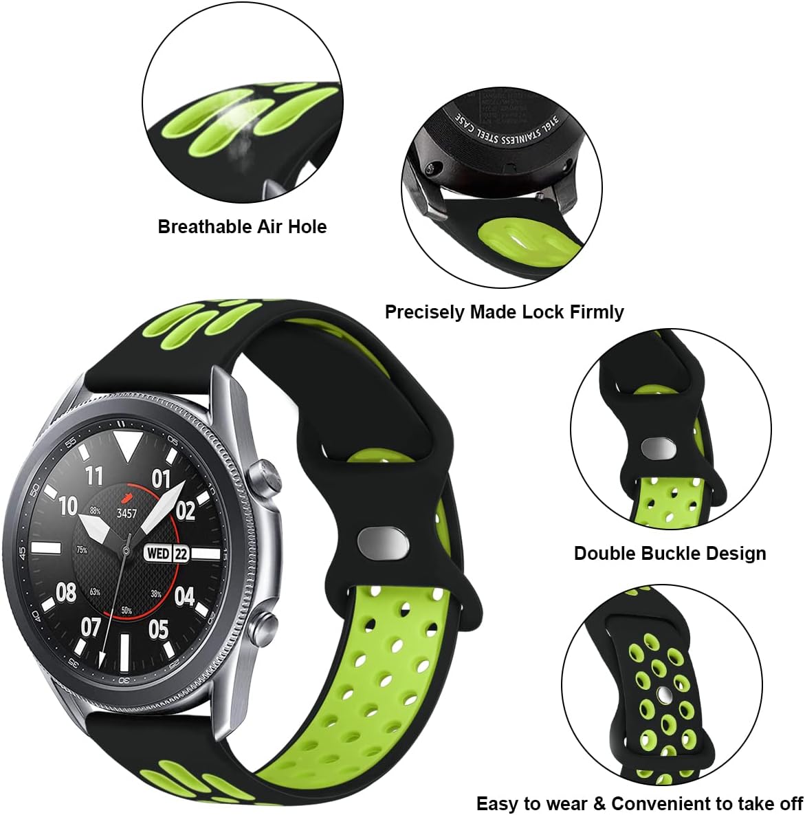 Correa de silicona suave para Samsung Galaxy Gear S3 Galaxy Watch de 0.866in, compatible con Samsung Galaxy Watch 3 de 1.772in, Gear S3 Frontier,