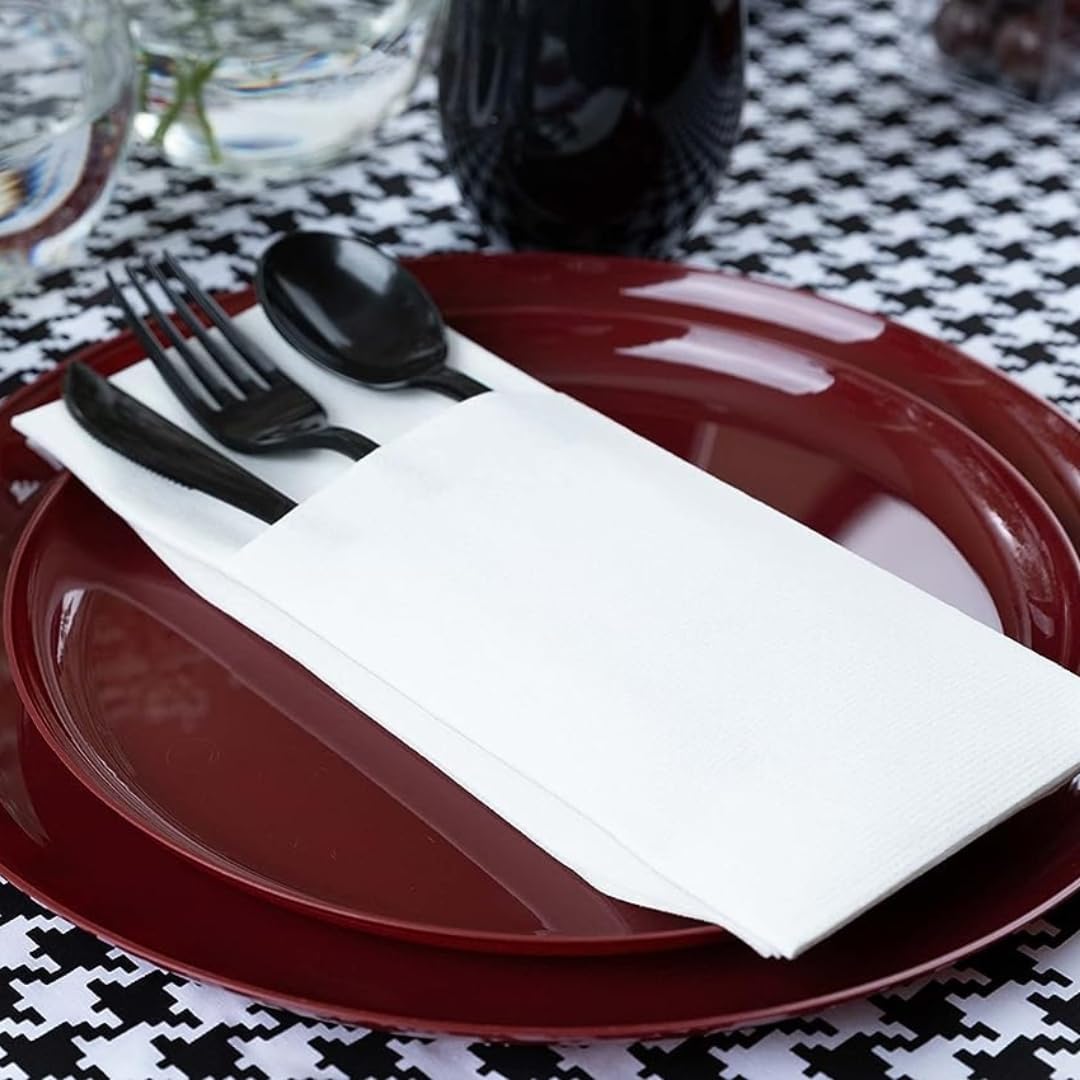 Blue Sky Edge Collection – Platos de plástico rojo arándano de 6.3 pulgadas, 10 unidades, vajilla desechable elegante y resistente para fiestas,