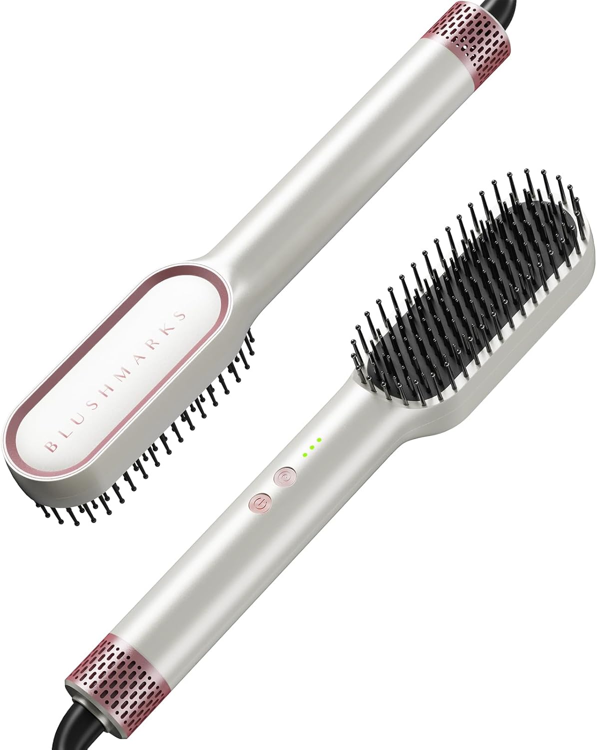 BLUSHMARKS Cepillo alisador de cabello, cepillo para alisar el cabello, plancha plana para cabello suave y antiencrespamiento, doble voltaje,