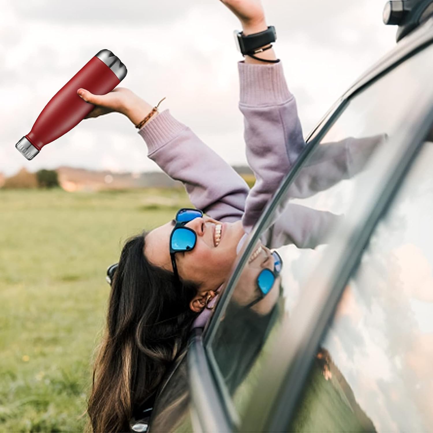 HASLE OUTFITTERS Termos aislados al vacío de doble pared de metal, 0.6 L, botella para agua, deportiva, de acero inoxidable, agua fría y caliente,