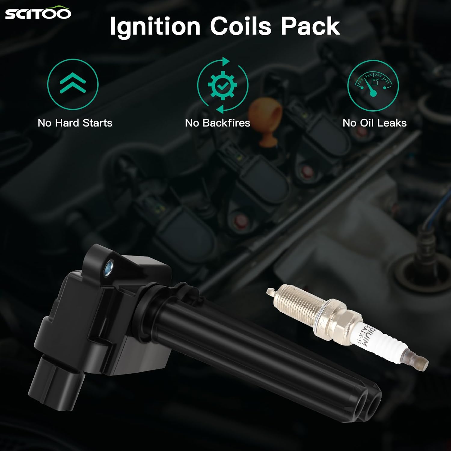SCITOO 8 bobinas de encendido con 16 bujías de iridio para Chrysler para Dodge para Ram para Jeep 300 Aspen Challenger Durango Magnum Charger Com