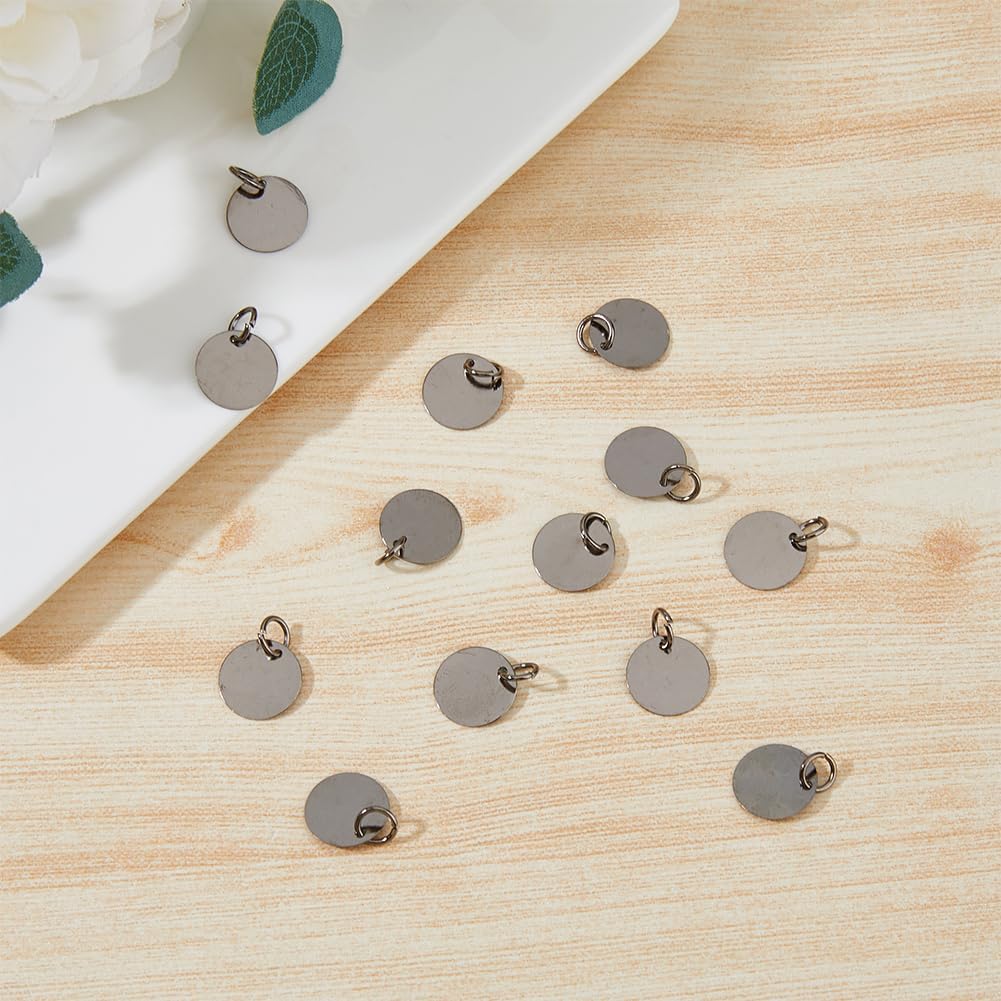 SUPERFINDINGS 100Pcs Brass Stamping Blank Tag Charms 12mm Flat Round Metal Stamps Tags Pendants for Bracelet Necklace Jewelry Making