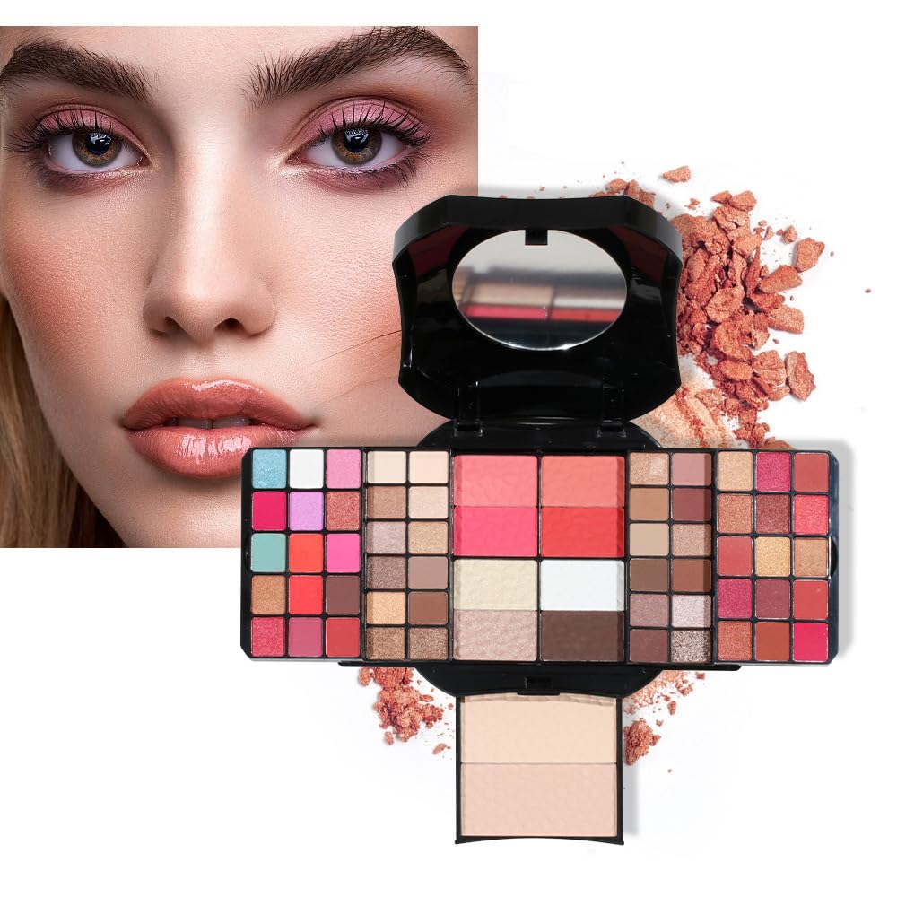Kit de maquillaje cosmético de 64 colores para adolescentes, kits de maquillaje para niñas, paleta de maquillaje, sombra de ojos, espejo de