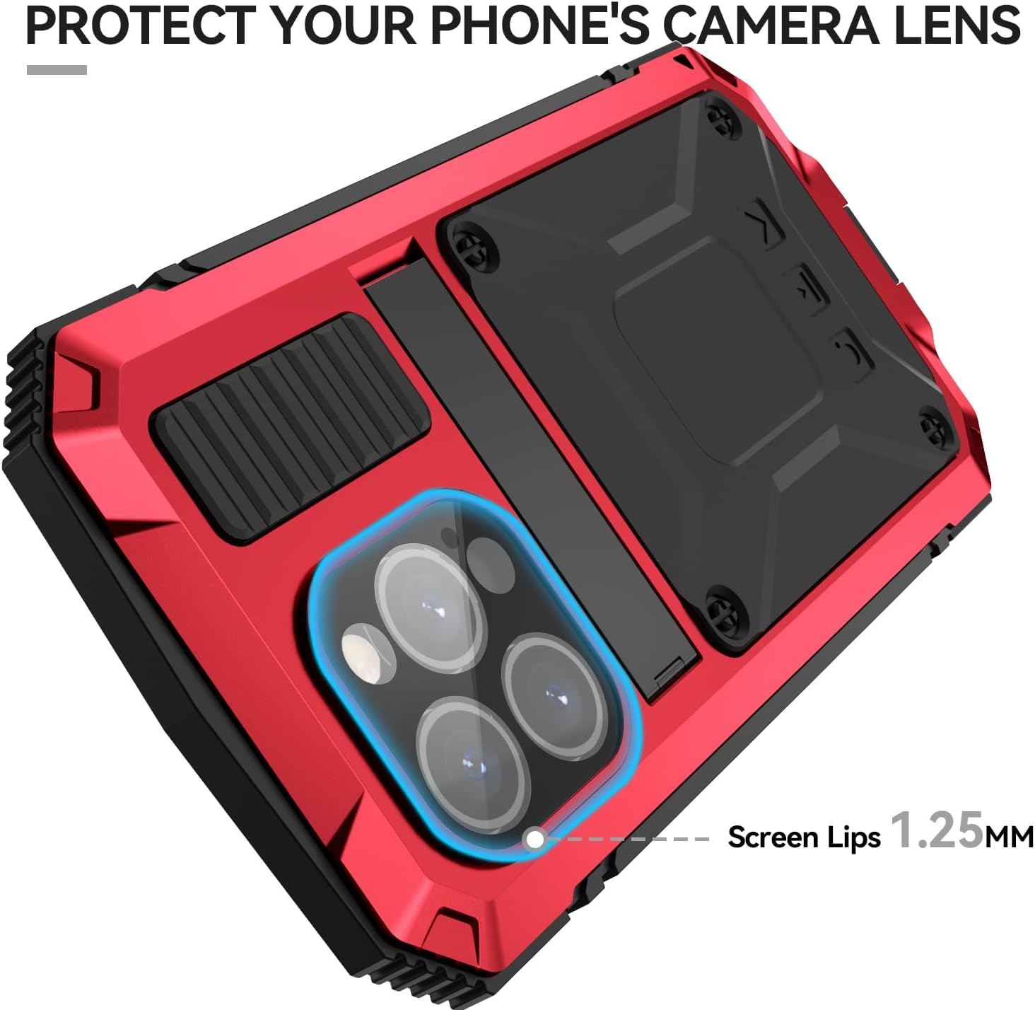 Lunivop Compatibilidad con iPhone 15 Pro Funda de protección resistente aluminio Stan goma de metal de grado militar protector de lente de cámara de