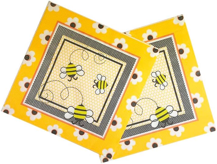 SELPONT aper Servilletas desechables de 6.5 x 6.5 pulgadas, servilletas de almuerzo de abejorros amarillas de panal, postre de panal, servilletas de