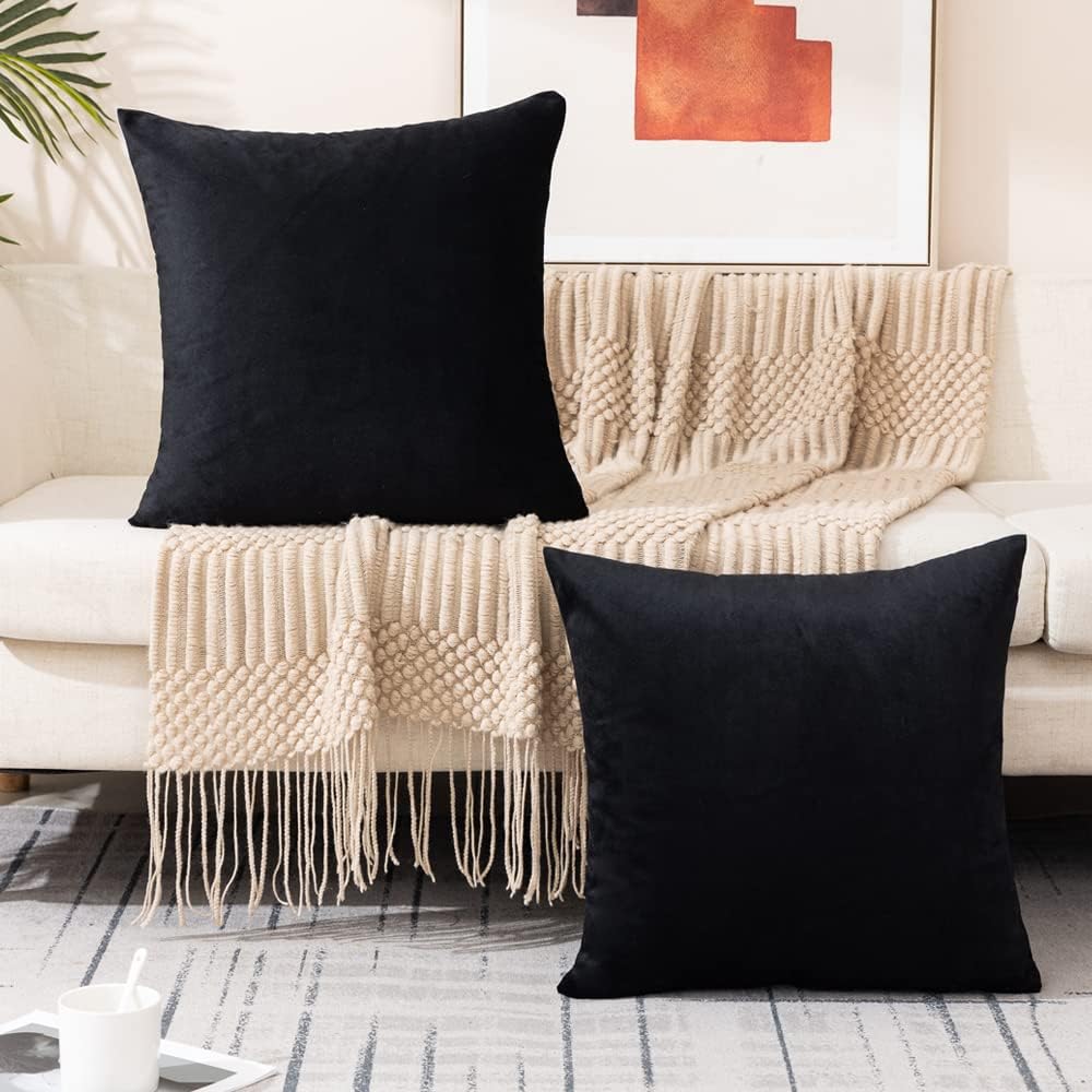Paquete de 4 fundas de almohada de terciopelo, fundas de almohada suaves de 18 x 18 pulgadas, almohadas para decoración del hogar (22 x 22 pulgadas,