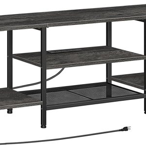 Soporte de TV con tomas de corriente de 75 pulgadas, mesa consola de TV con estantes de almacenamiento abiertos, centro de entretenimiento Soporte de TV con tomas de corriente de 75 pulgadas, mesa consola de TV con estantes de almacenamiento abiertos, centro de entretenimiento