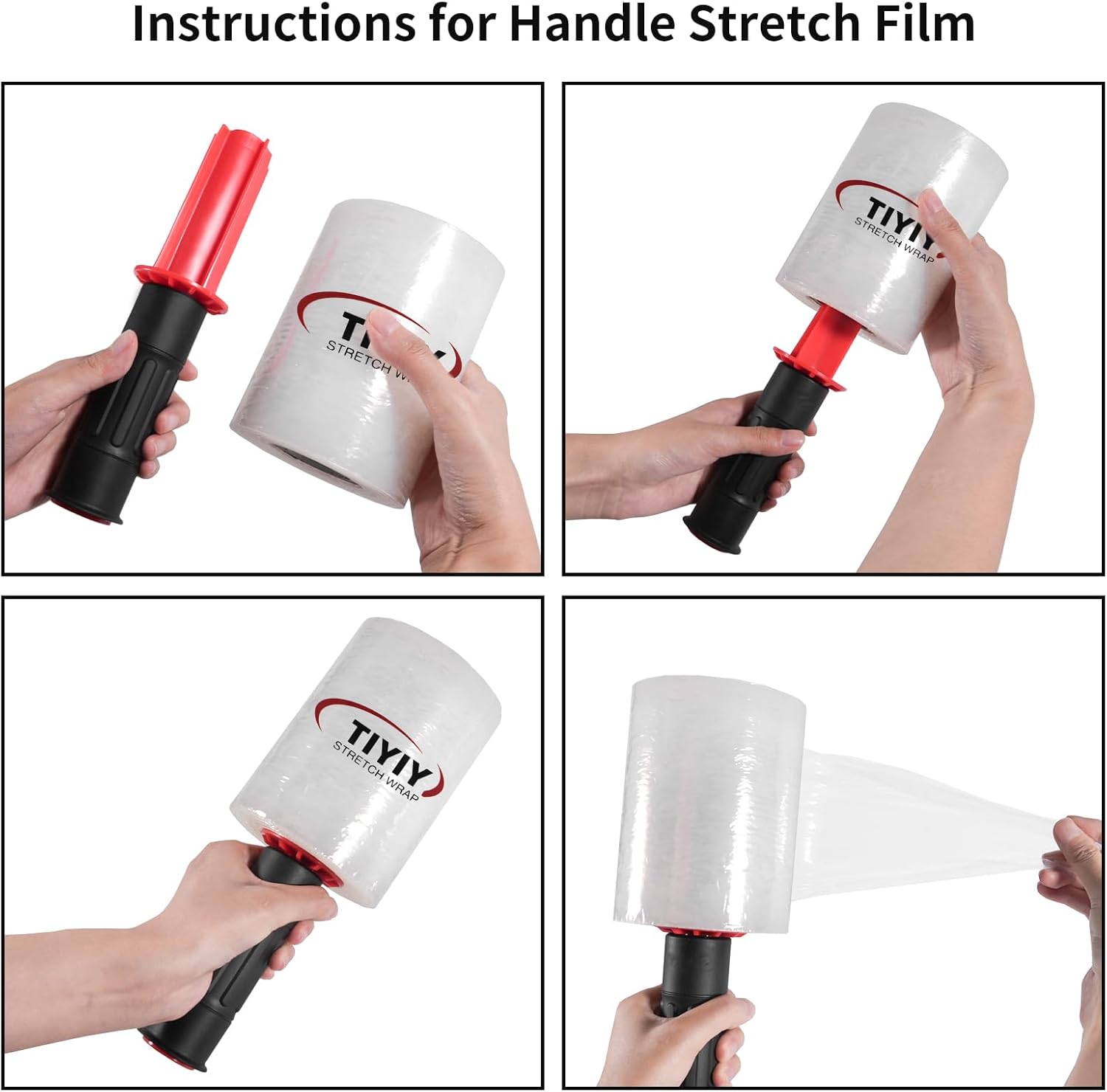 TIYIY Envoltura elástica, rollo retráctil de 5 pulgadas x 1000 pies con mango de plástico, película transparente resistente de resistencia