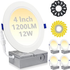 HiBay Paquete de 4 luces LED empotrables de techo de 4 pulgadas, 1200 lm, 12 W  150 W, 5CCT 5000 K4000 K3500 K3000 K2700 K seleccionables, HiBay Paquete de 4 luces LED empotrables de techo de 4 pulgadas, 1200 lm, 12 W  150 W, 5CCT 5000 K4000 K3500 K3000 K2700 K seleccionables,