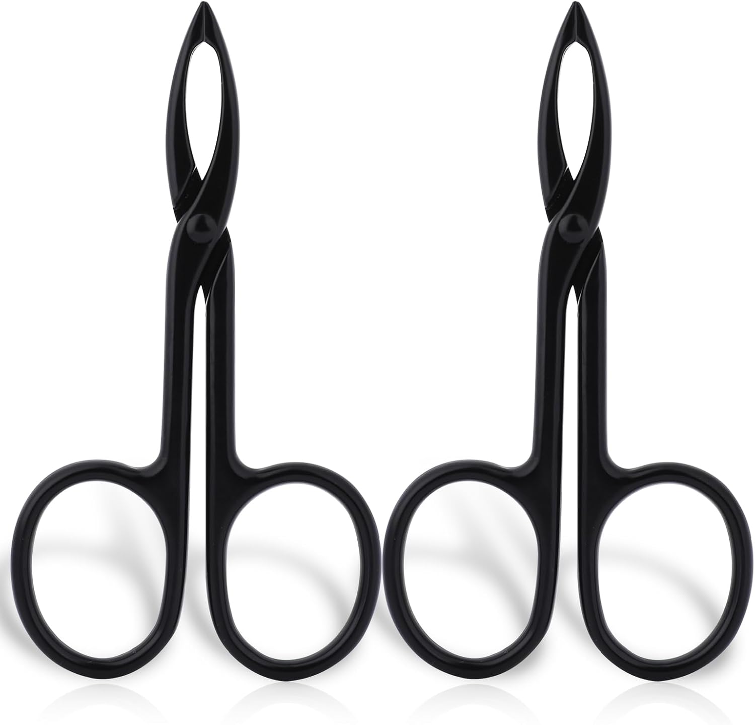 2 pinzas con mango de tijera, punta recta, pinzas para cejas en forma de pinzas para depilación facial (negro y negro)