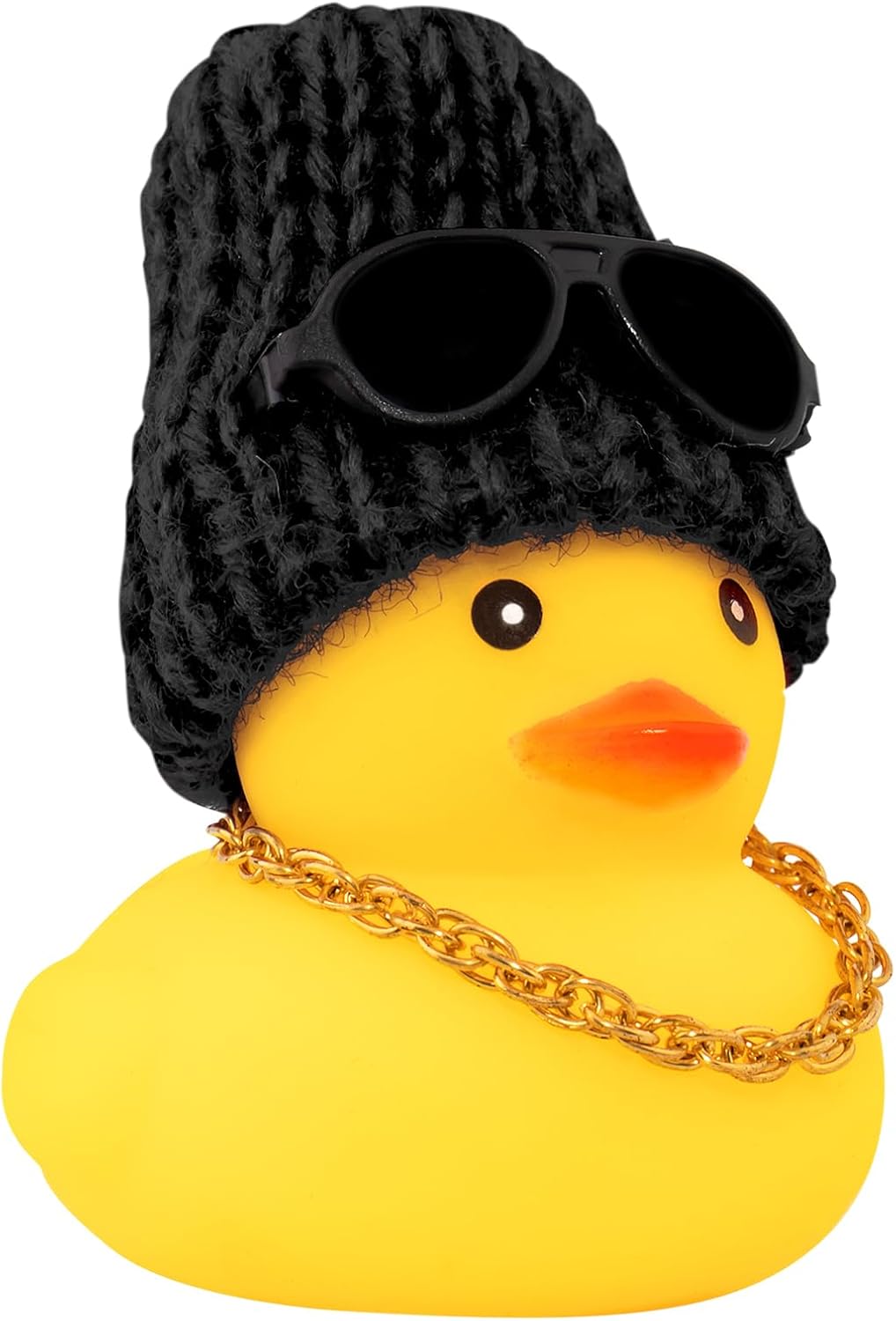 wonuu Pato de goma para automóvil, decoración de pato amarillo con sombrero de sol, collar, gafas de sol para decoración de tablero de automóvil,