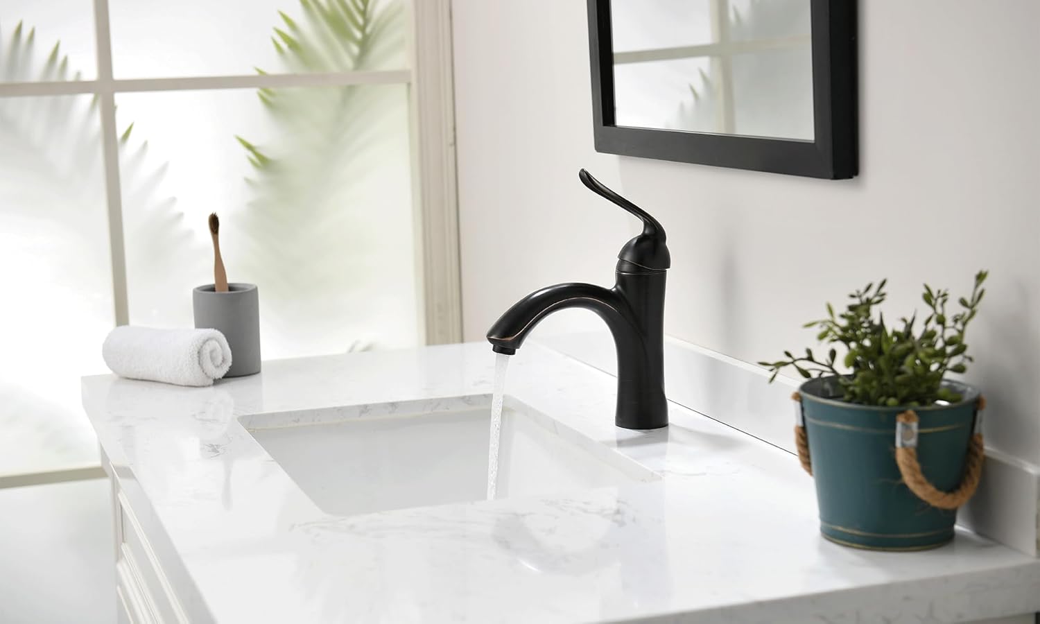 Lava Odoro – Grifo de baño de bronce aceitado con una sola manija, grifo de lavabo de bronce antiguo de un solo agujero, grifo de tocador de bronce