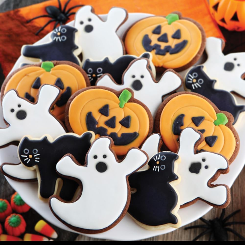 Paquete de 2 moldes de silicona con forma de calabaza y fantasma, moldes para hornear galletas de chocolate para Halloween, formas de calabaza y
