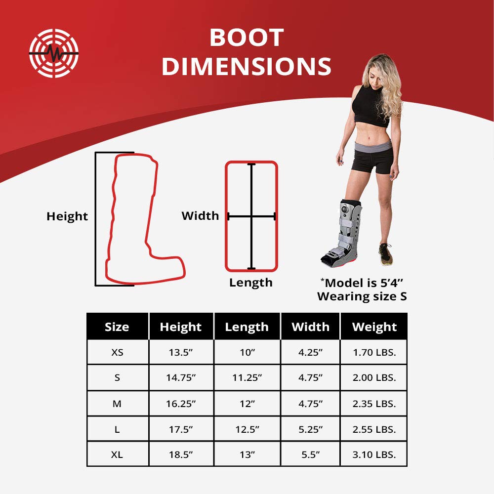 Royal Boot Air – Botas altas CAM  Pequeña  Botas ortopédicas para esguince de tobillo con bomba de aire y tracción  Soporte de pie para pie