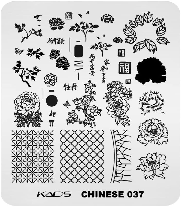 Rolabling Placas de estampado de uñas Poemas chinos Serie de estilo de flores Plantilla de estampado de uñas Placa de imagen Arte de uñas