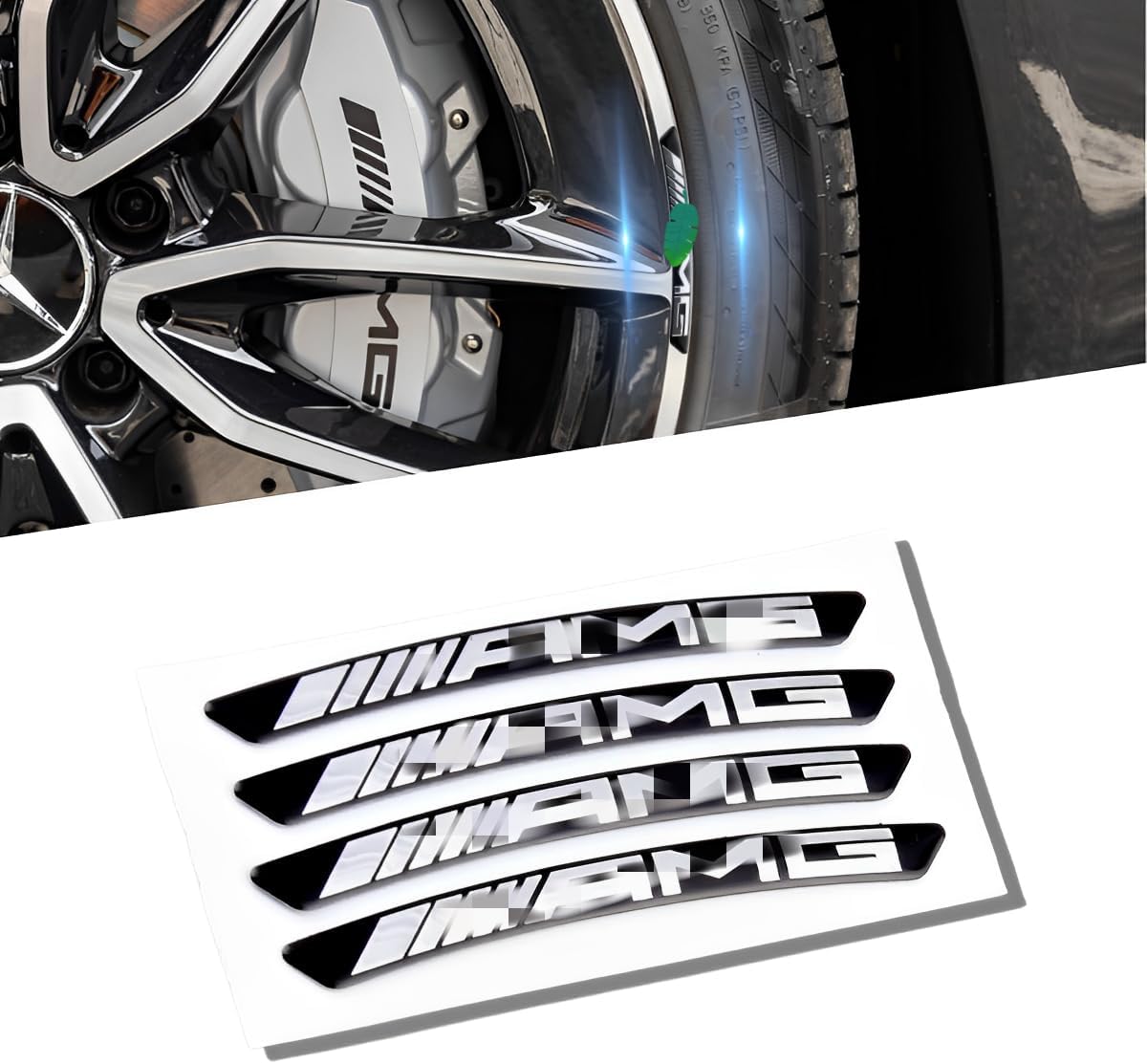 4 piezas de rueda de coche rueda rueda cubo 3D decoración adhesivo material de aleación de aluminio para llanta de coche compatible con C63 C43 C300