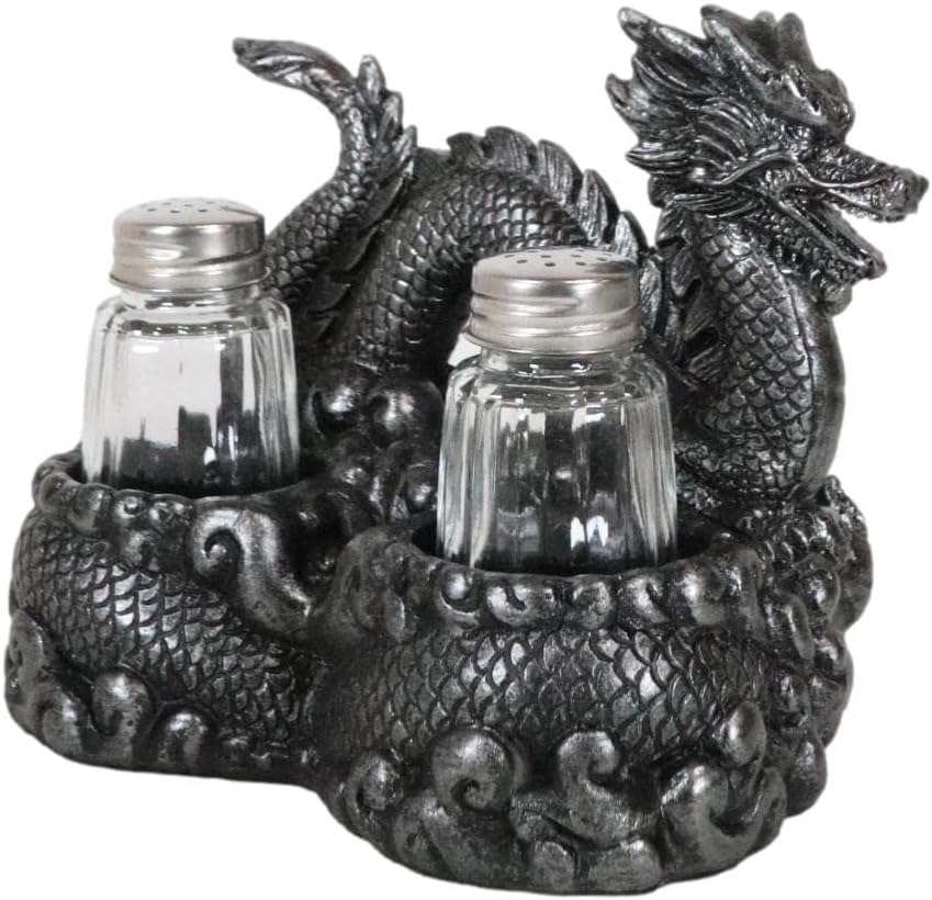 Ebros Gift Heavenly Spice – Juego de saleros y pimenteros semimetálicos de colores orientales, góticos orientales, monta sobre las nubes, 6.25