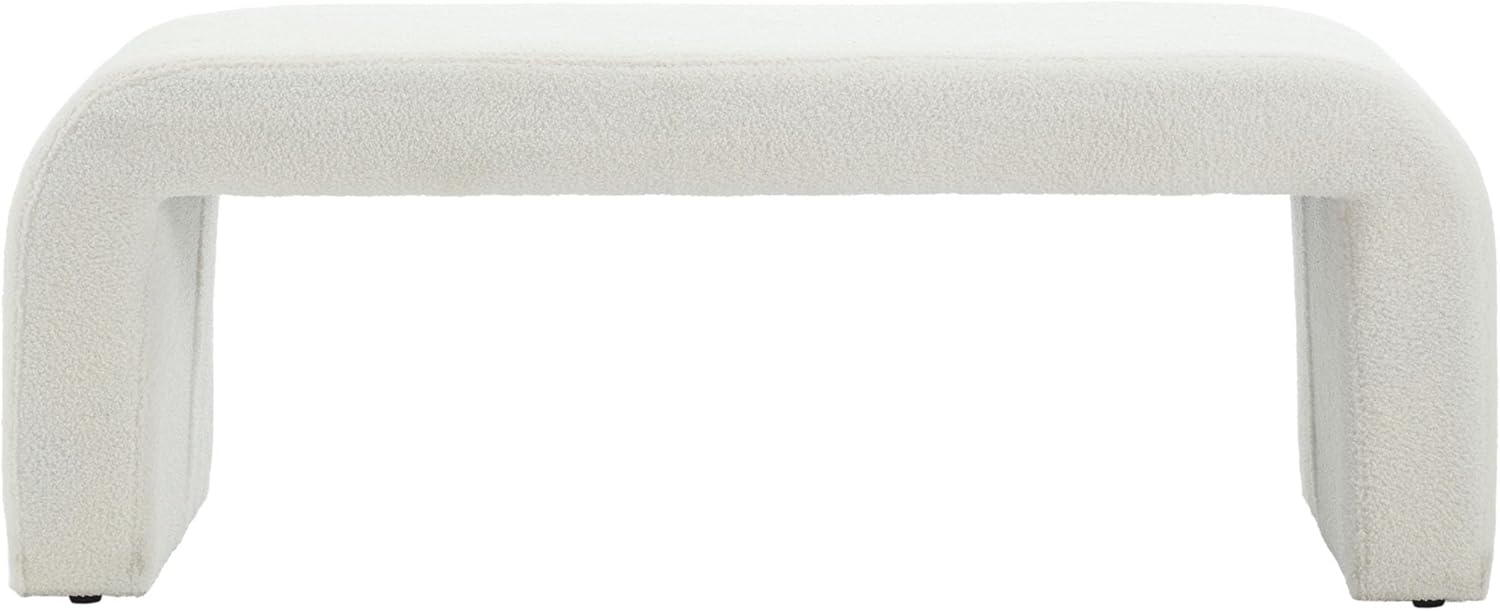 VESCASA Banco Sherpa de 49.5 pulgadas de ancho para pasillo, banco otomano tapizado para el extremo de la cama, para entrada, dormitorio, blanco, 1