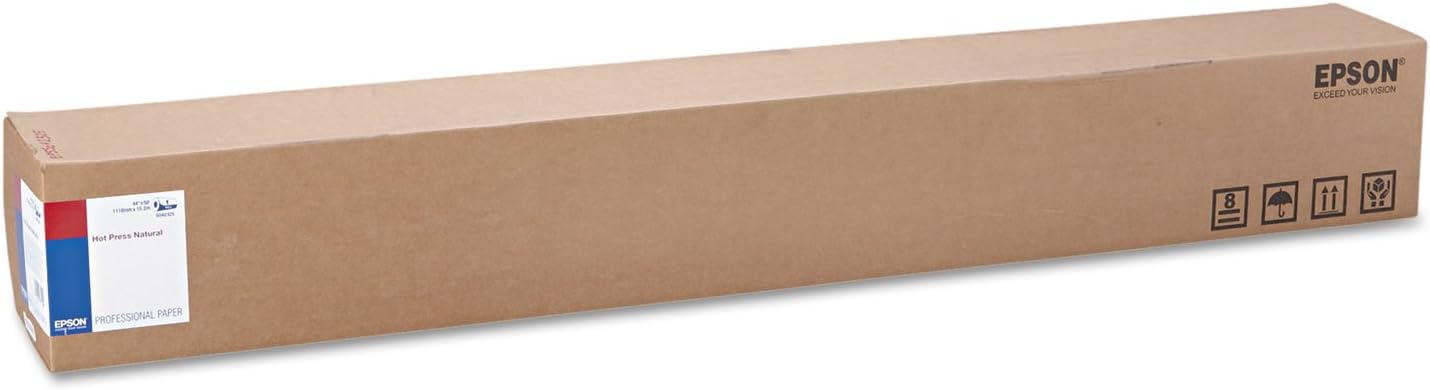 Epson Hot Press – Rollo de papel de arte fino, 16 mil, 17 pulgadas x 50 pies, suave mate natural