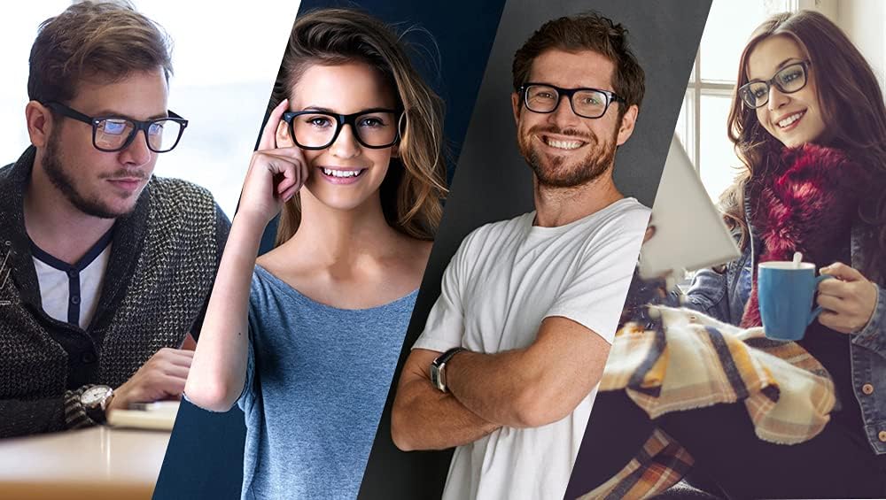 ALWAYSUV Lentes de computadora con bloqueo de luz azul, cuadrados, unisex, miopía, miopía, distancia -1.0 a -4.0