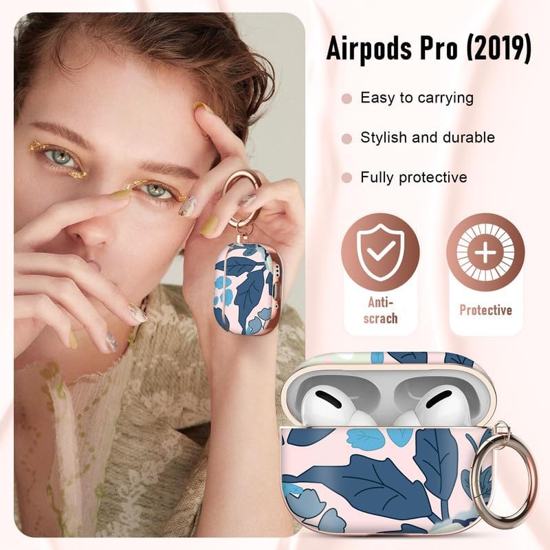 Maxjoy Funda para AirPods Pro, diseño único, funda protectora dura a prueba de golpes para Airpod Pro con llavero compatible con Apple AirPods Pro